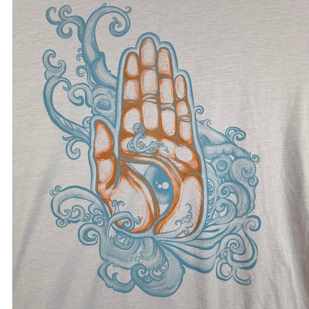 Curbside Palm Eye Graphic T Shirt Mens XL Light Gray Surreal Tattoo Art Tee